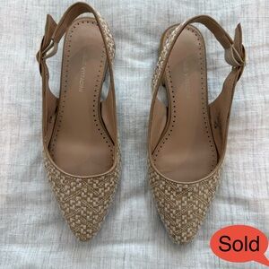 Adrienne Vittadini Tan Woven Slingback Heels